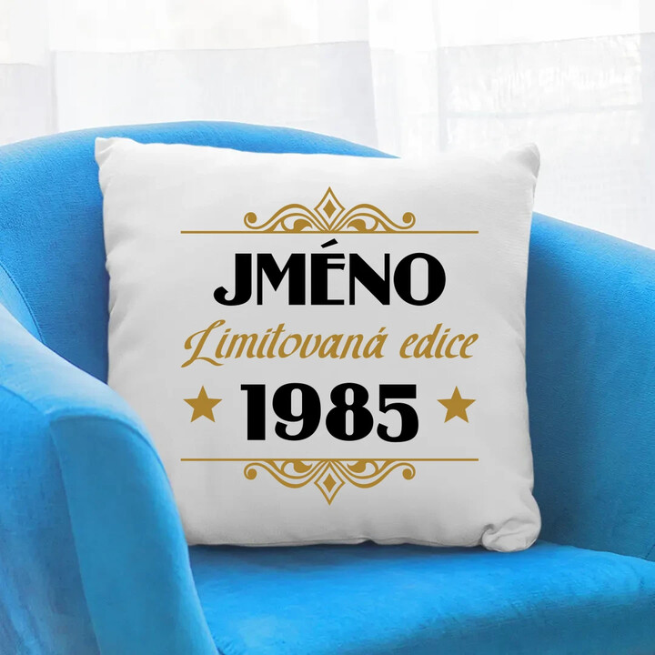 Limitovaná edice: jméno + rok narození s potiskem - personalizovaný produkt - polštář s potiskem