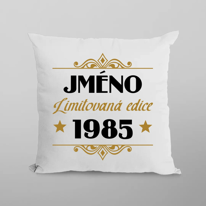 Limitovaná edice: jméno + rok narození s potiskem - personalizovaný produkt - polštář s potiskem