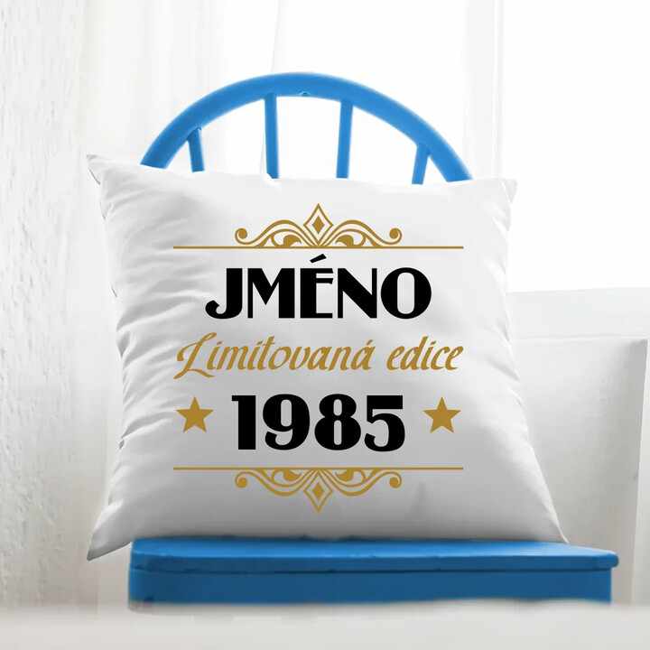 Limitovaná edice: jméno + rok narození s potiskem - personalizovaný produkt - polštář s potiskem