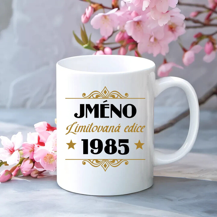 Limitovaná edice: jméno + rok narození s potiskem - personalizovaný produkt - hrnek s potiskem
