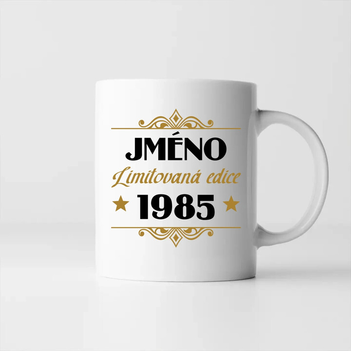 Limitovaná edice: jméno + rok narození s potiskem - personalizovaný produkt - hrnek s potiskem