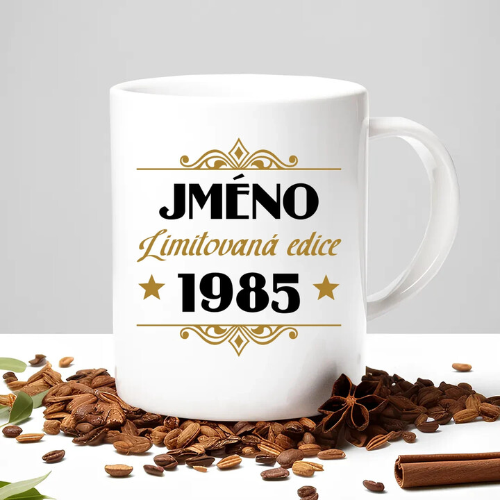 Limitovaná edice: jméno + rok narození s potiskem - personalizovaný produkt - hrnek s potiskem