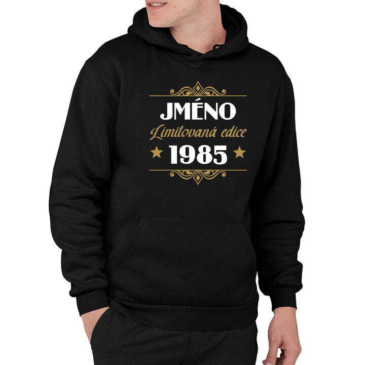 Limitovaná edice: jméno + rok narození s potiskem - personalizovaný produkt - pánská mikina s potiskem
