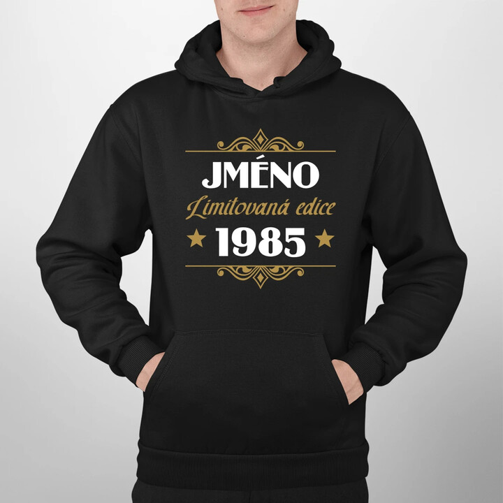 Limitovaná edice: jméno + rok narození s potiskem - personalizovaný produkt - pánská mikina s potiskem