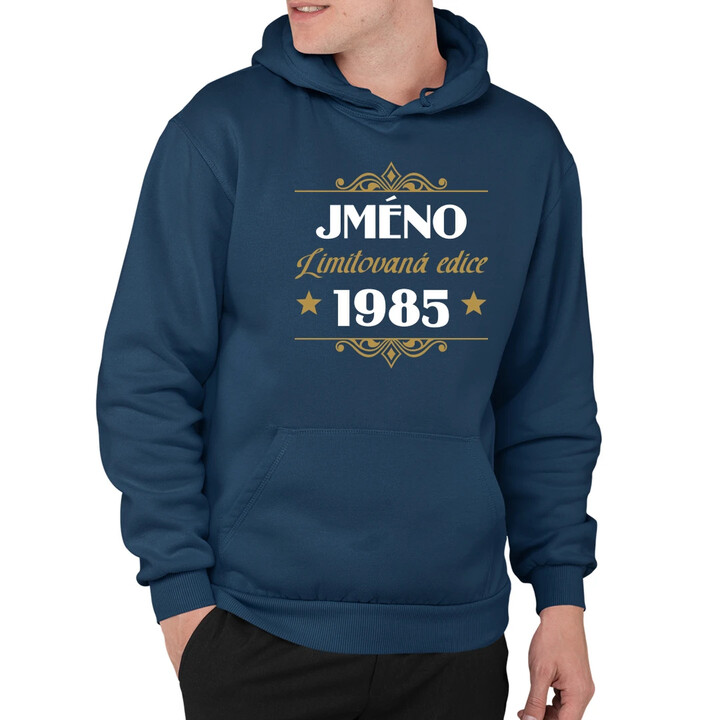 Limitovaná edice: jméno + rok narození s potiskem - personalizovaný produkt - pánská mikina s potiskem