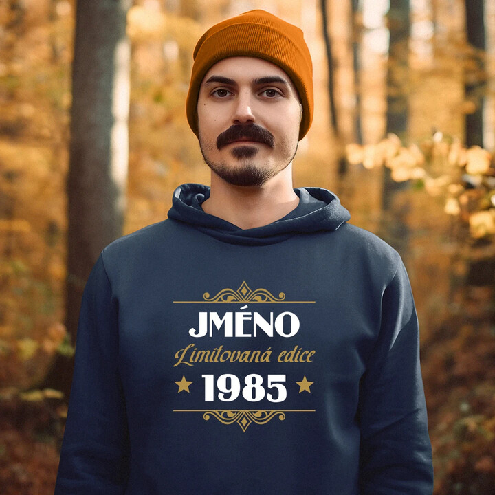 Limitovaná edice: jméno + rok narození s potiskem - personalizovaný produkt - pánská mikina s potiskem