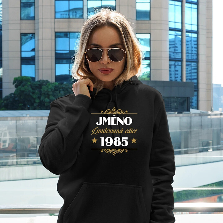 Limitovaná edice: jméno + rok narození s potiskem - personalizovaný produkt - dámská mikina s potiskem