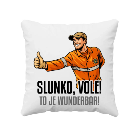 Slunko, vole! To je wunderbar - polštář s potiskem pro fanoušky Most!