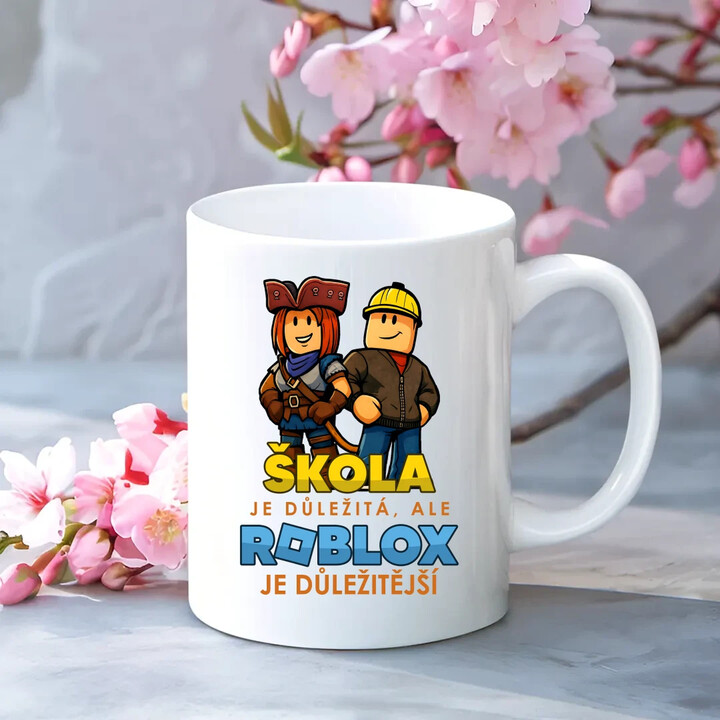Škola je důležitá, ale Roblox je důležitější - hrnek s potiskem