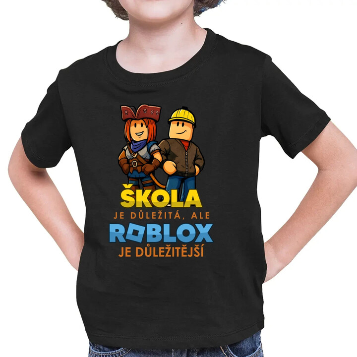 Škola je důležitá, ale Roblox je důležitější - dětské tričko s potiskem
