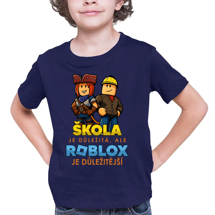 Škola je důležitá, ale Roblox je důležitější - dětské tričko s potiskem