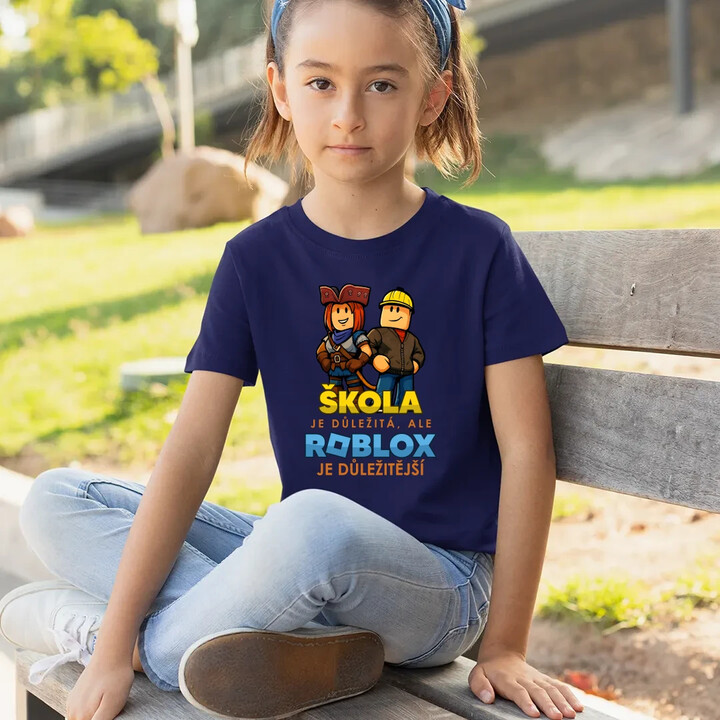 Škola je důležitá, ale Roblox je důležitější - dětské tričko s potiskem