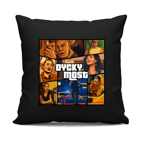 Dycky Most - černý polštář s potiskem pro fanoušky seriálu Most!