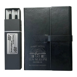 Dobrý učitel učí - dárková sada pro učitele – zápisník + propiska a tužka - personalizovaný produkt