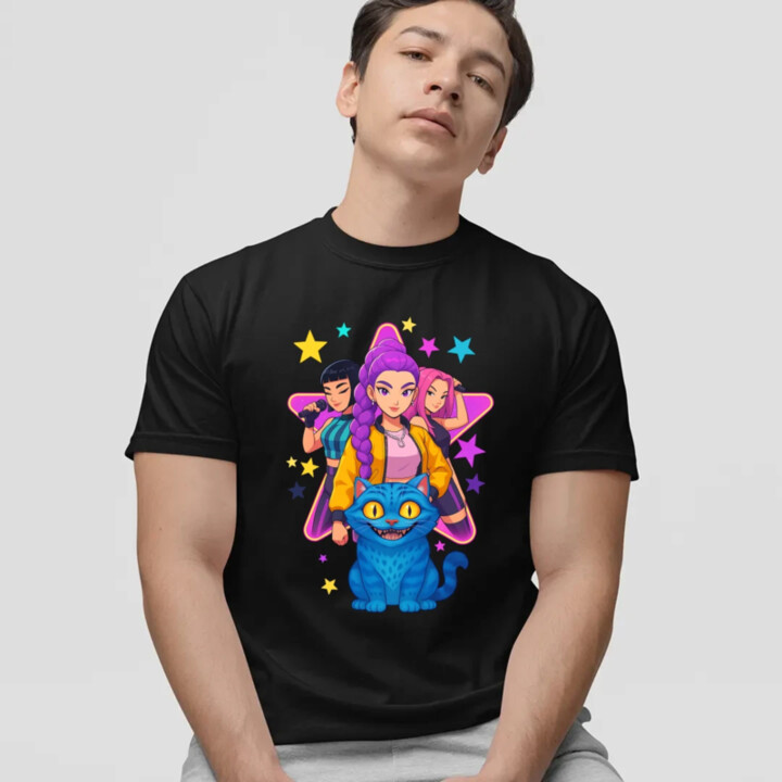 Rumi, Mira i Zoey - Huntrix v2 - pánské tričko s potiskem pro fanoušky huntrix kpop demon hunters