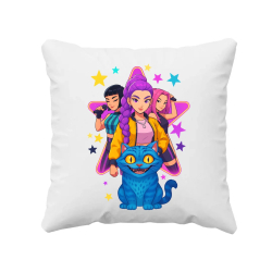 Rumi, Mira i Zoey - Huntrix v2 - polštář s potiskem pro fanoušky huntrix kpop demon hunters