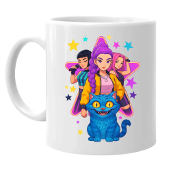 Rumi, Mira i Zoey - Huntrix v2 - hrnek s potiskem pro fanoušky huntrix kpop demon hunters