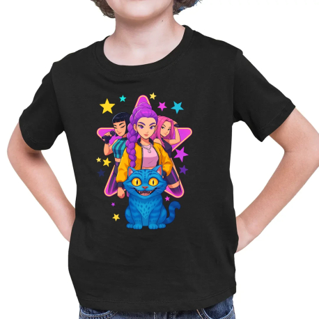 Rumi, Mira i Zoey - Huntrix v2 - dětské tričko s potiskem pro fanoušky huntrix kpop demon hunters
