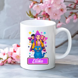 Rumi, Mira i Zoey - Huntrix - vložte jméno  - hrnek s potiskem pro fanoušky kpop demon hunters - personalizovaný produkt