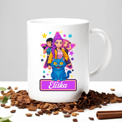 Rumi, Mira i Zoey - Huntrix - vložte jméno  - hrnek s potiskem pro fanoušky kpop demon hunters - personalizovaný produkt