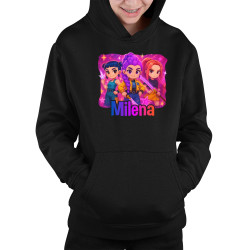 Huntrix se jménem - dětská mikina s kapucí pro fanoušky KPop Demon Hunters - personalizovaný produkt