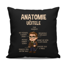 Anatomie učitele - černý polštář s potiskem
