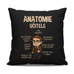 Anatomie učitele - černý polštář s potiskem