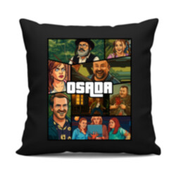 Osada - černý polštář s potiskem pro fanoušky seriálu Osada