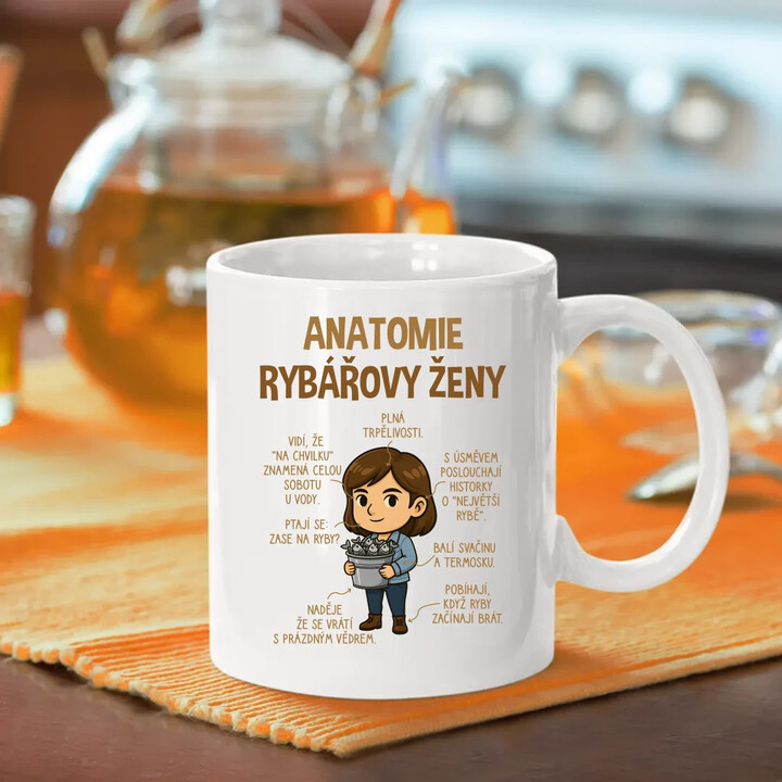 Anatomie rybářovy ženy  - hrnek s potiskem