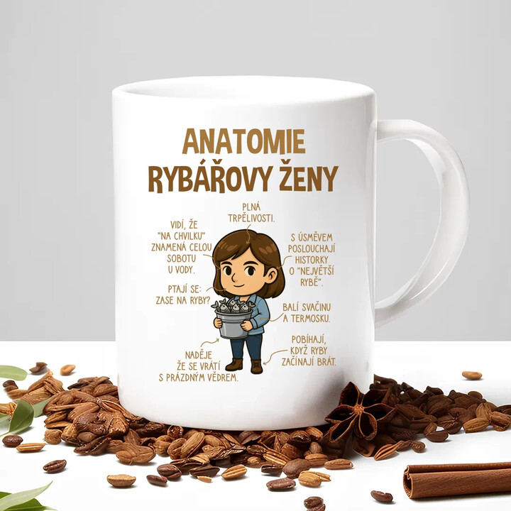 Anatomie rybářovy ženy  - hrnek s potiskem