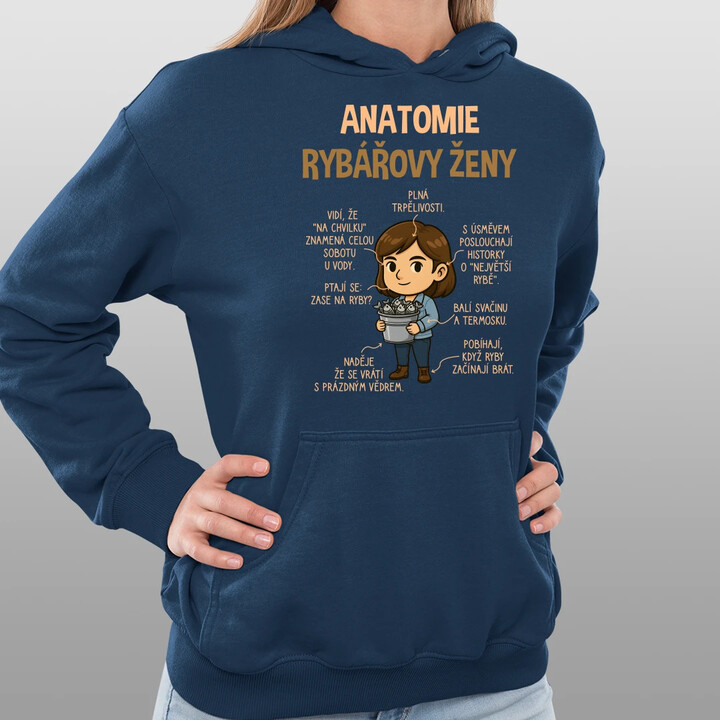 Anatomie rybářovy ženy  - dámská mikina s potiskem