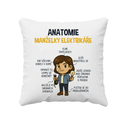 Anatomie manželky elektrikáře - polštář s potiskem