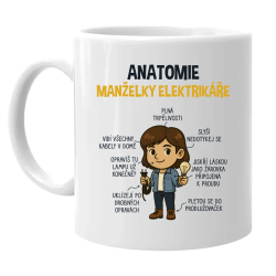 Anatomie manželky elektrikáře - hrnek s potiskem