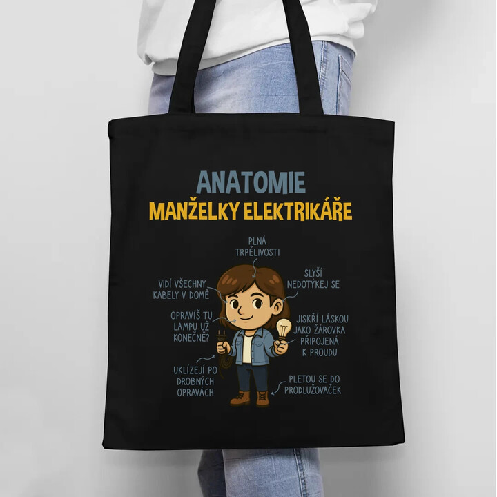 Anatomie manželky elektrikáře - taška s potiskem