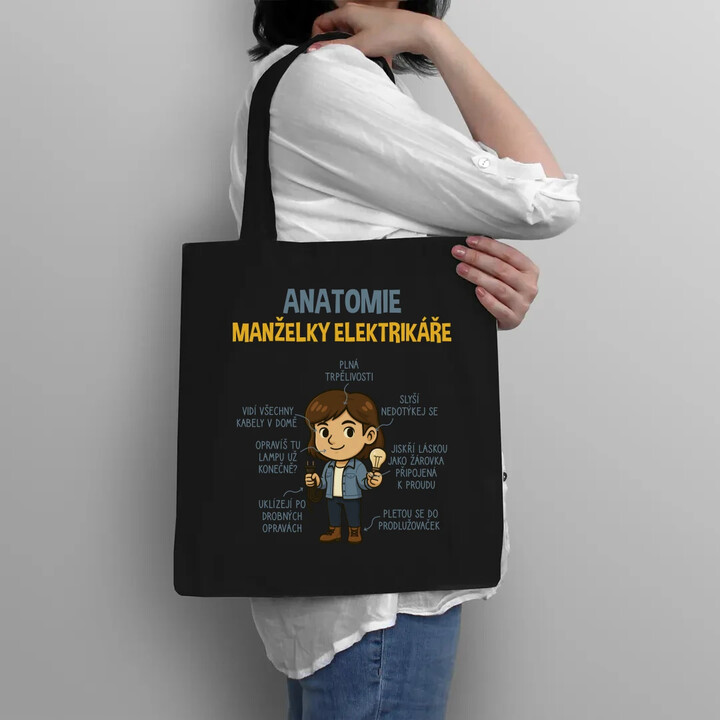 Anatomie manželky elektrikáře - taška s potiskem