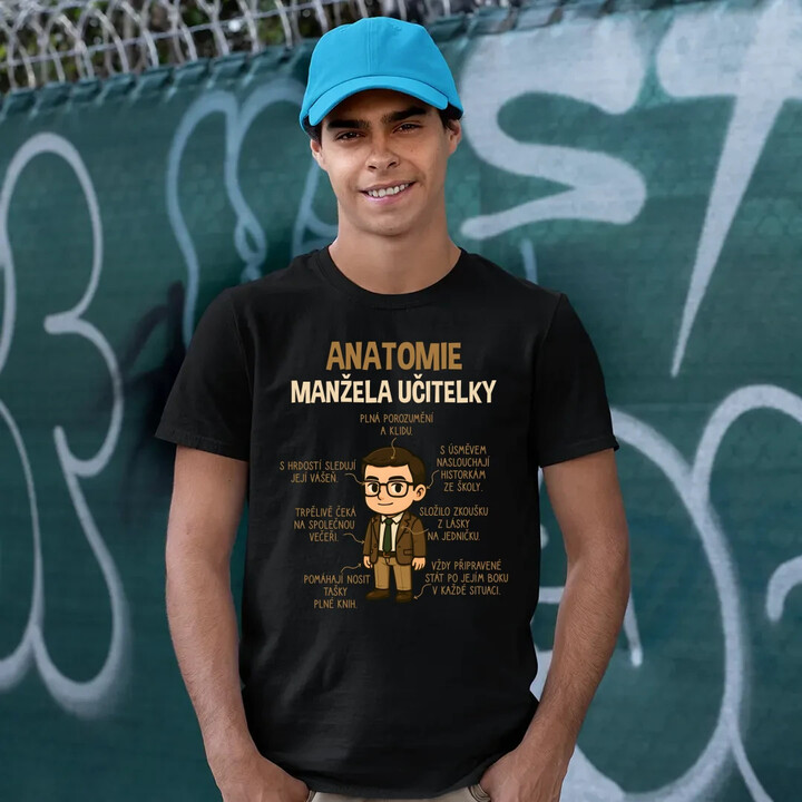 Anatomie manžela učitelky - pánské tričko s potiskem