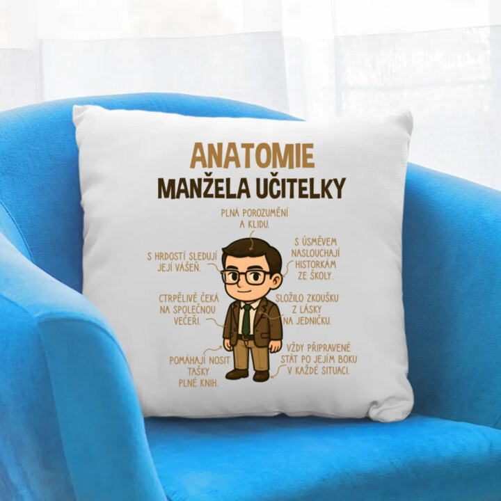 Anatomie manžela učitelky - polštář s potiskem