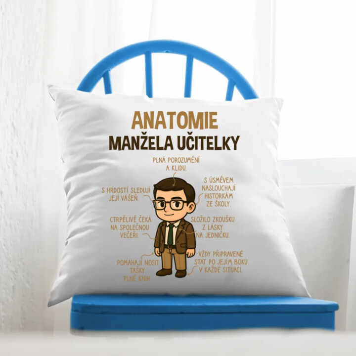 Anatomie manžela učitelky - polštář s potiskem