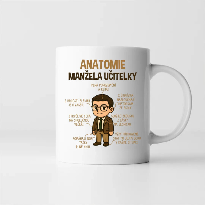 Anatomie manžela učitelky - hrnek s potiskem