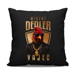 Místní dealer vajec v2 - černý polštář s potiskem