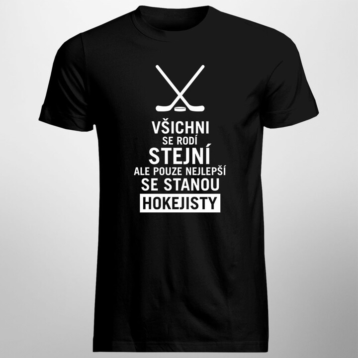 Všichni se rodí stejní - hokej - pánské tričko s potiskem