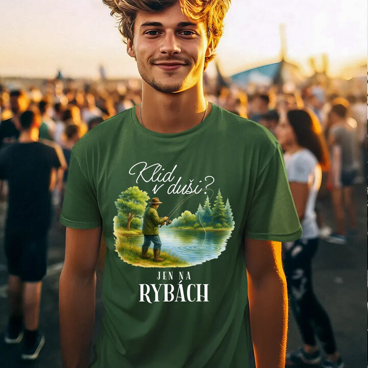 Klid v duši?  Jen na rybách - pánské tričko s potiskem