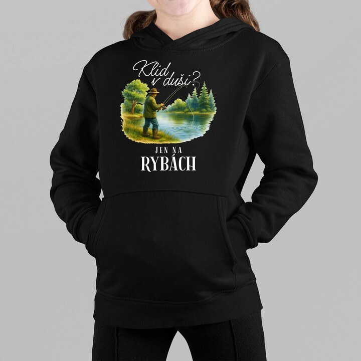 Klid v duši?  Jen na rybách - dětská mikina s kapucí