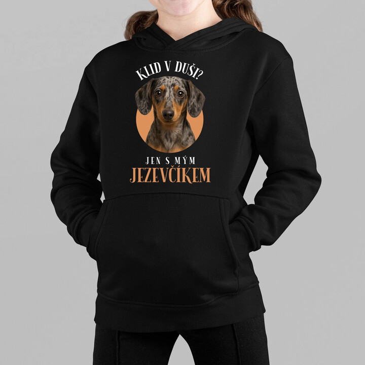 Klid v duši? Jen s mým jezevčíkem - dětská mikina s kapucí