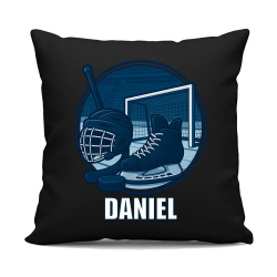 Hokej – jméno - černý polštář s potiskem