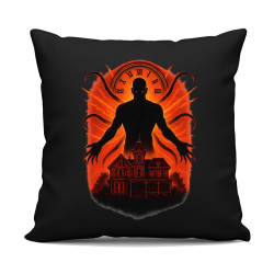 Dům Věčný – pro fanoušky seriálu Stranger Things - černý polštář s potiskem