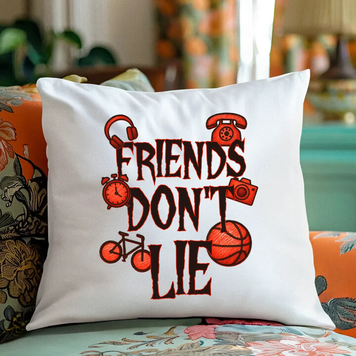 Friends don't lie- pro fanoušky seriálu Stranger Things - polštář s potiskem