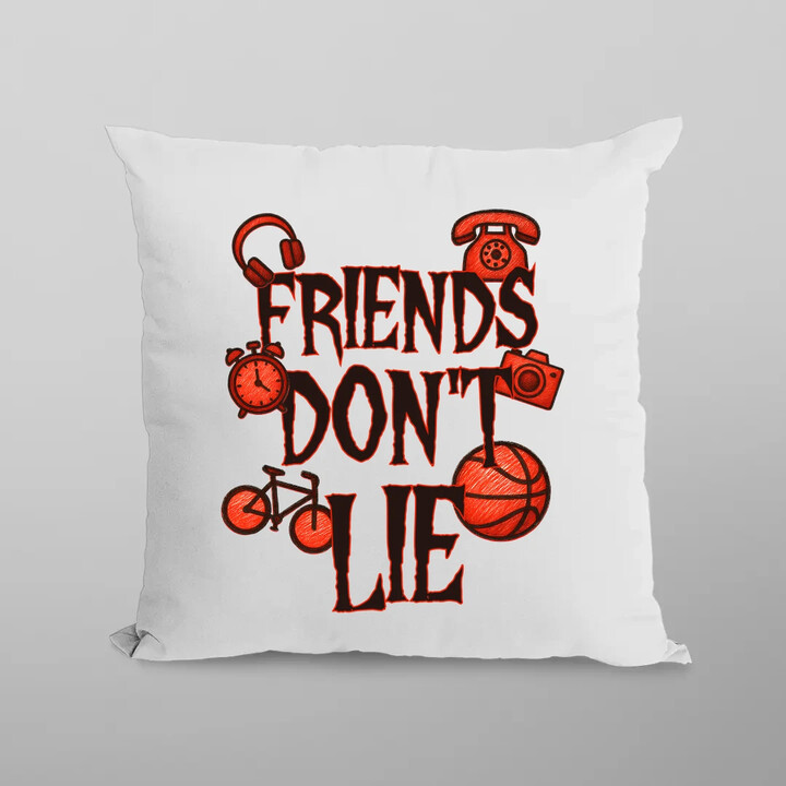 Friends don't lie- pro fanoušky seriálu Stranger Things - polštář s potiskem