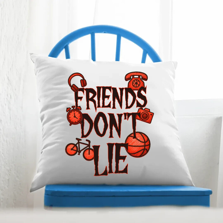 Friends don't lie- pro fanoušky seriálu Stranger Things - polštář s potiskem