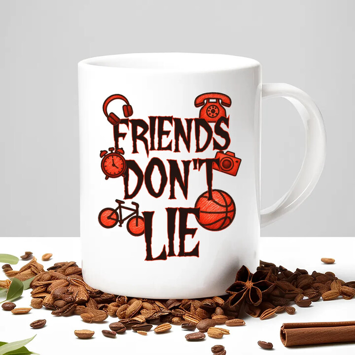 Friends don't lie- pro fanoušky seriálu Stranger Things - hrnek s potiskem